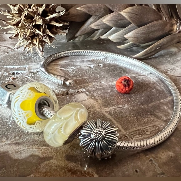 NEW NWT Authentic Chamilia- April Daisy flower Charm Youthful and Virtue 925 - Picture 2 of 8